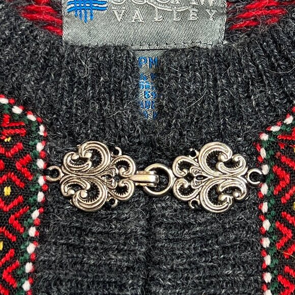Squaw Valley Fair Isle Nordic Wool Sweater Metal Clasp Cardigan Womens Medium PM - Picture 4 of 7